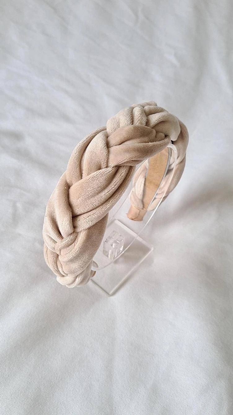 Haarreif braided velvet sand