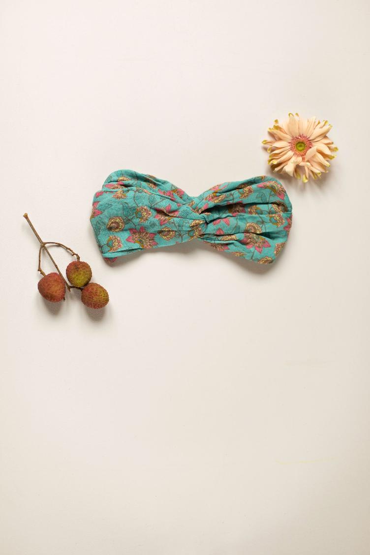 headband Yuriria turquoise flowers
