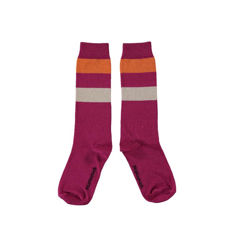 High socks fuchsia multicolor stripes