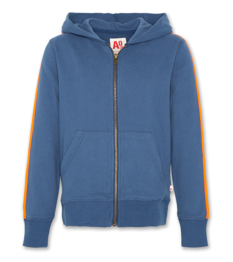 hoodie full zip mid blue