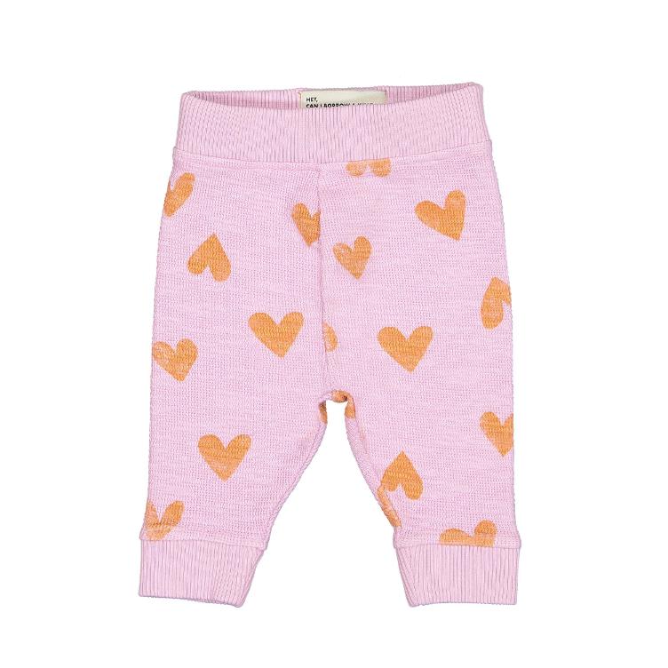 baby leggings lavender w orange hearts