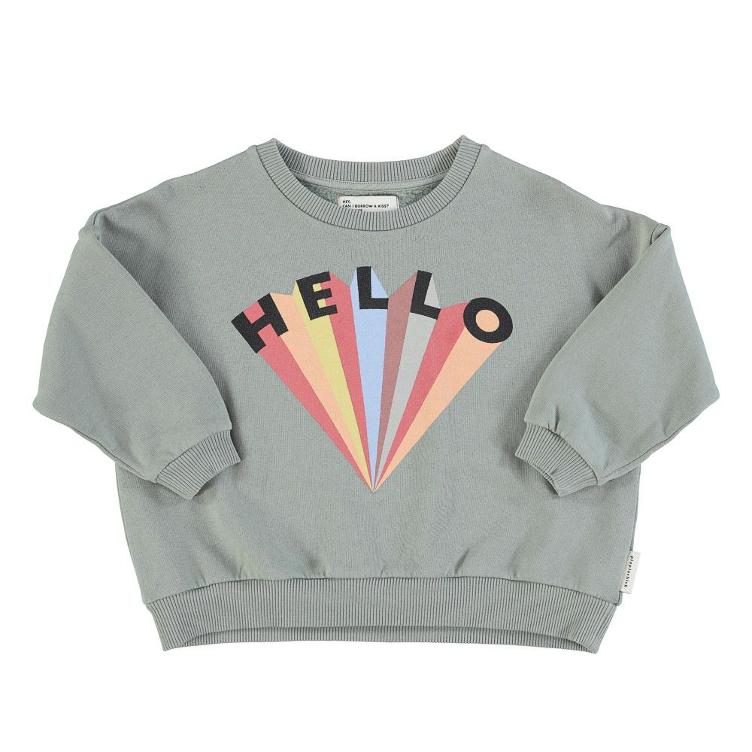 sweatshirt greenish grey with hello print