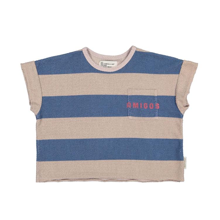 tshirt light brown & blue stripes `amigos`