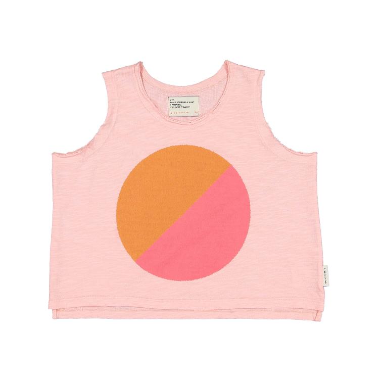 sleeveless tshirt pink multicolor circle print