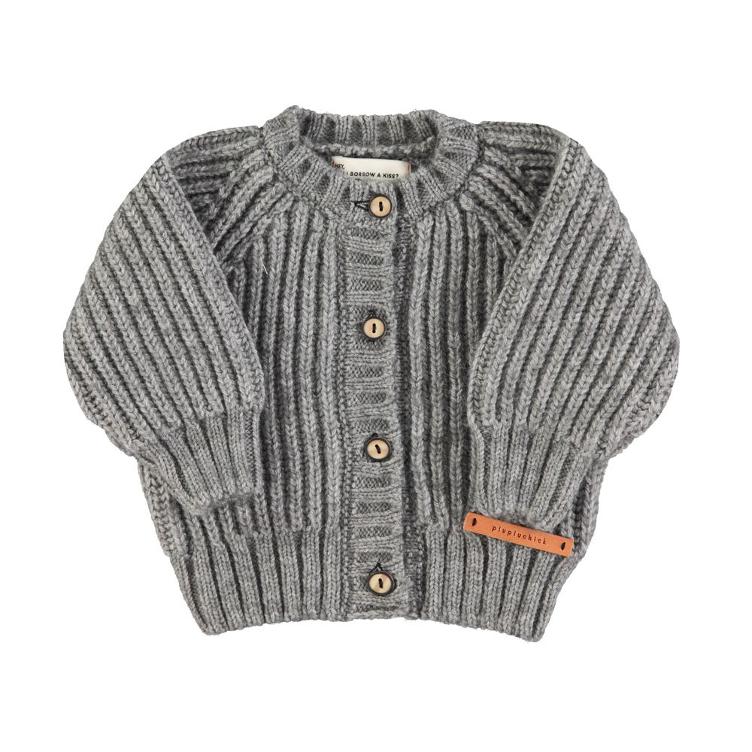 knitted baby cardigan grey