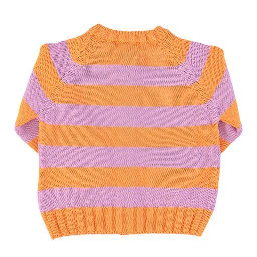 Knitted cardigan lavander & orange stripes - 0