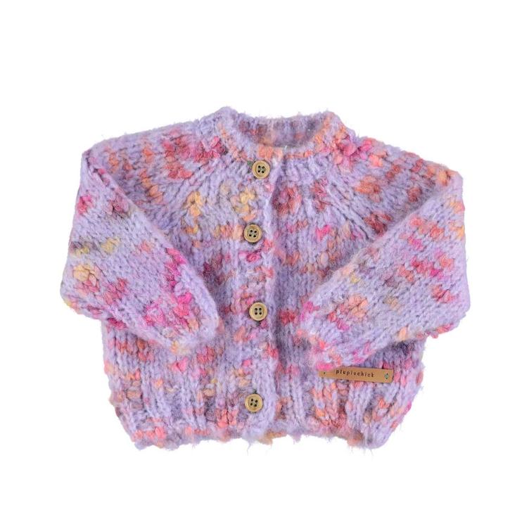knitted cardigan multicolor lilac
