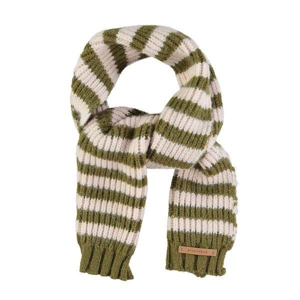 Knitted scarf green ecru