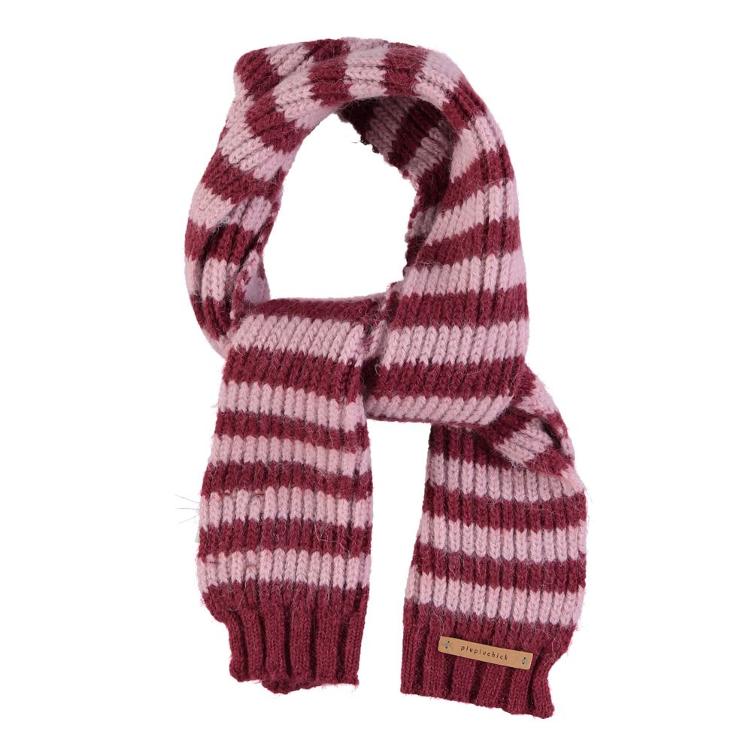 Knitted scarf pink raspberry stripes