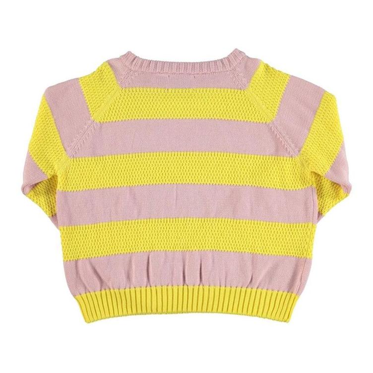 knitted sweater pink yellow stripes - 0