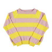 knitted sweater pink yellow stripes