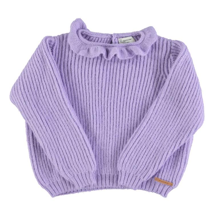 Knitted sweater w collar lilac