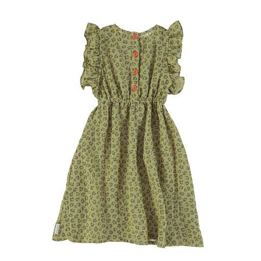 Long dress khaki w animal print
