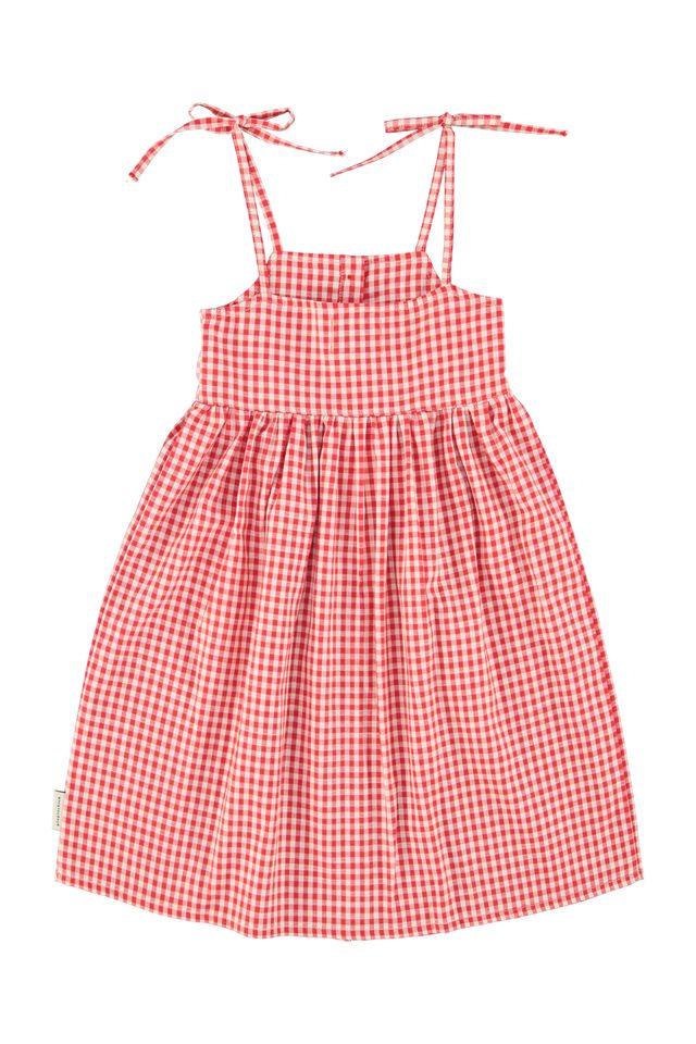 Long dress red & ecru checkered - 0