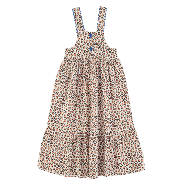 long layered dress ecru animal print