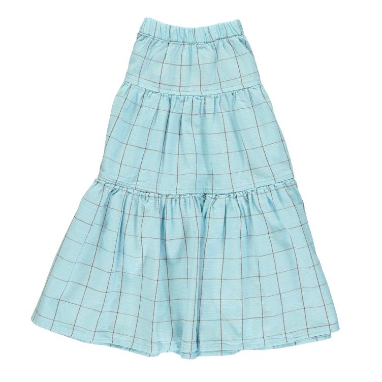long layered skirt light blue & checkered