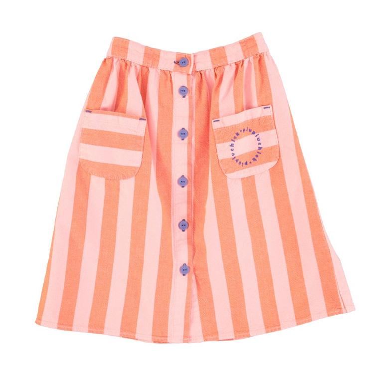 long skirt front pocket orange pink stripes
