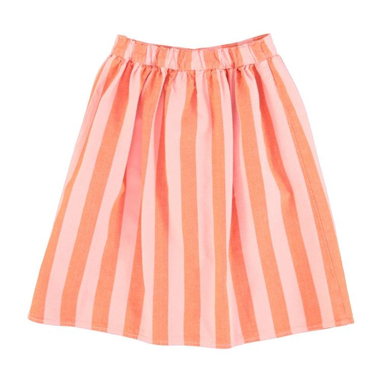 long skirt front pocket orange pink stripes - 0