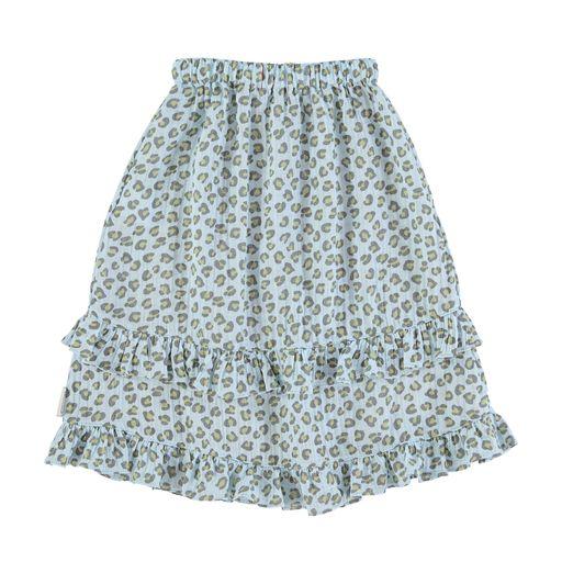 Long skirt w ruffles light blue w animal print