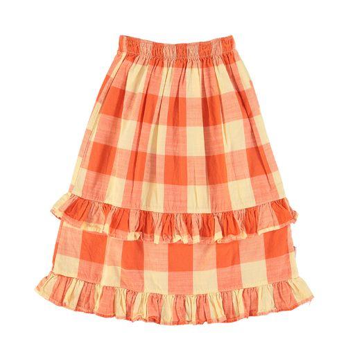 Long skirt w ruffles yellow & red checkered