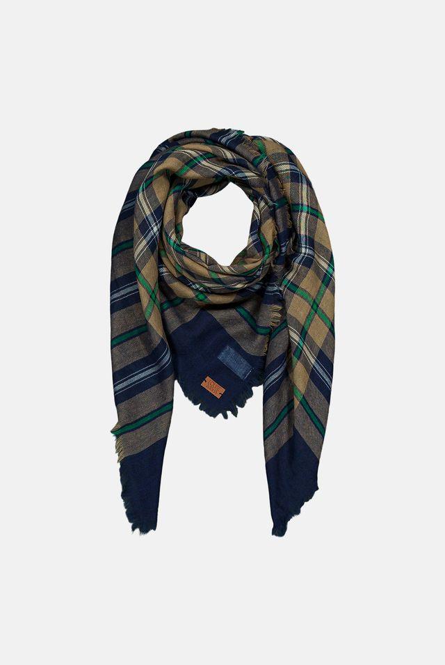 Meknes woven scarf blue checks