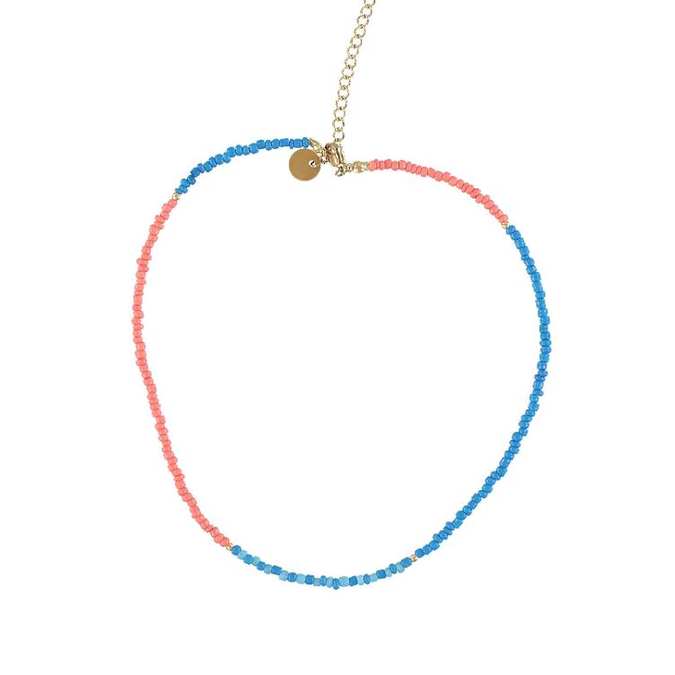 necklace multicolor blues & pinks glass