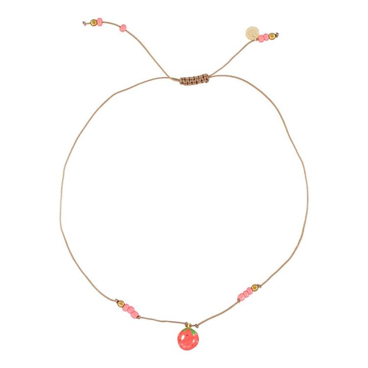 necklace Piupiuchick pink strawberry
