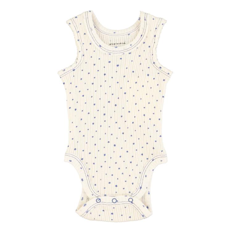 newborn sleeveless body white w blue stars