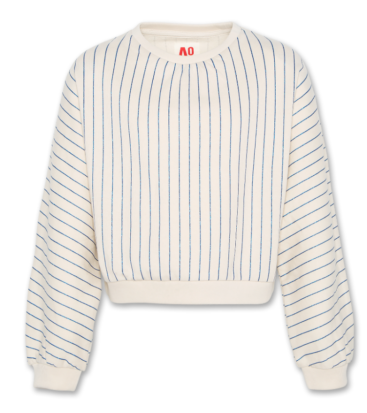 oversized glitter striped sweat natural