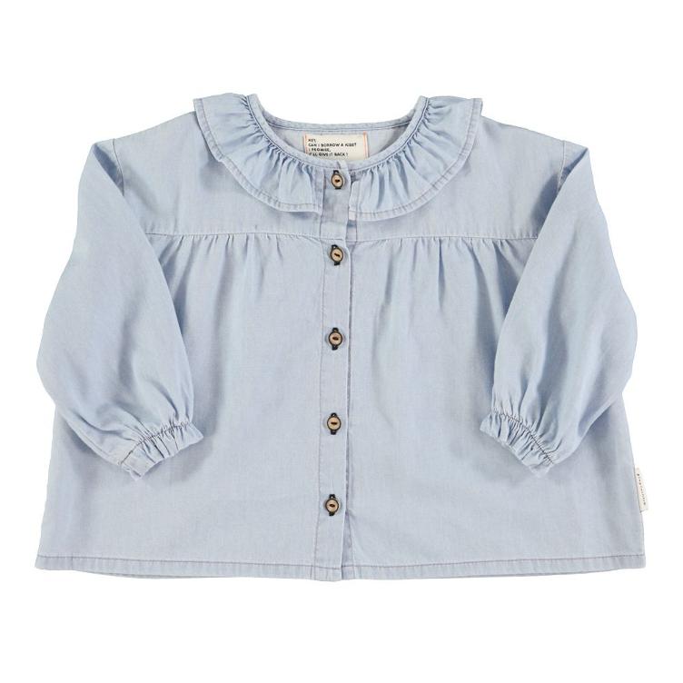 Peter pan collar blouse light blue chambray
