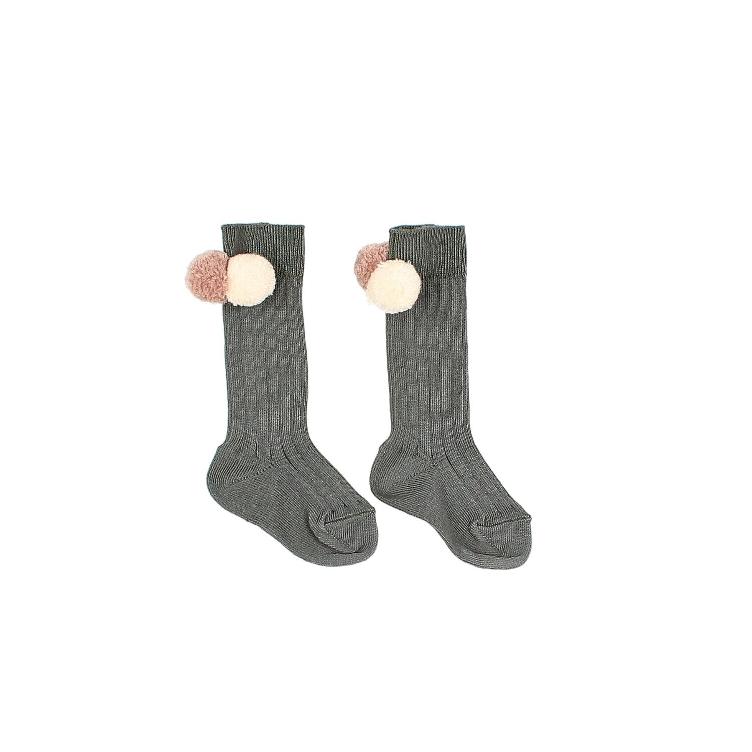 Pompom Baby Girl socks musk