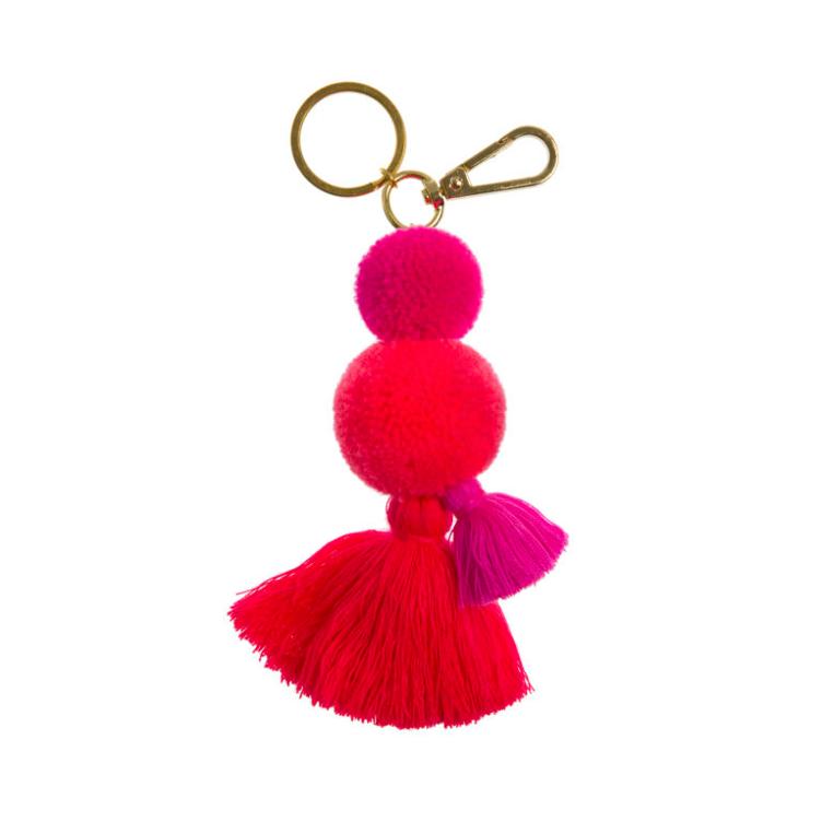PomPom tassel key ring blush