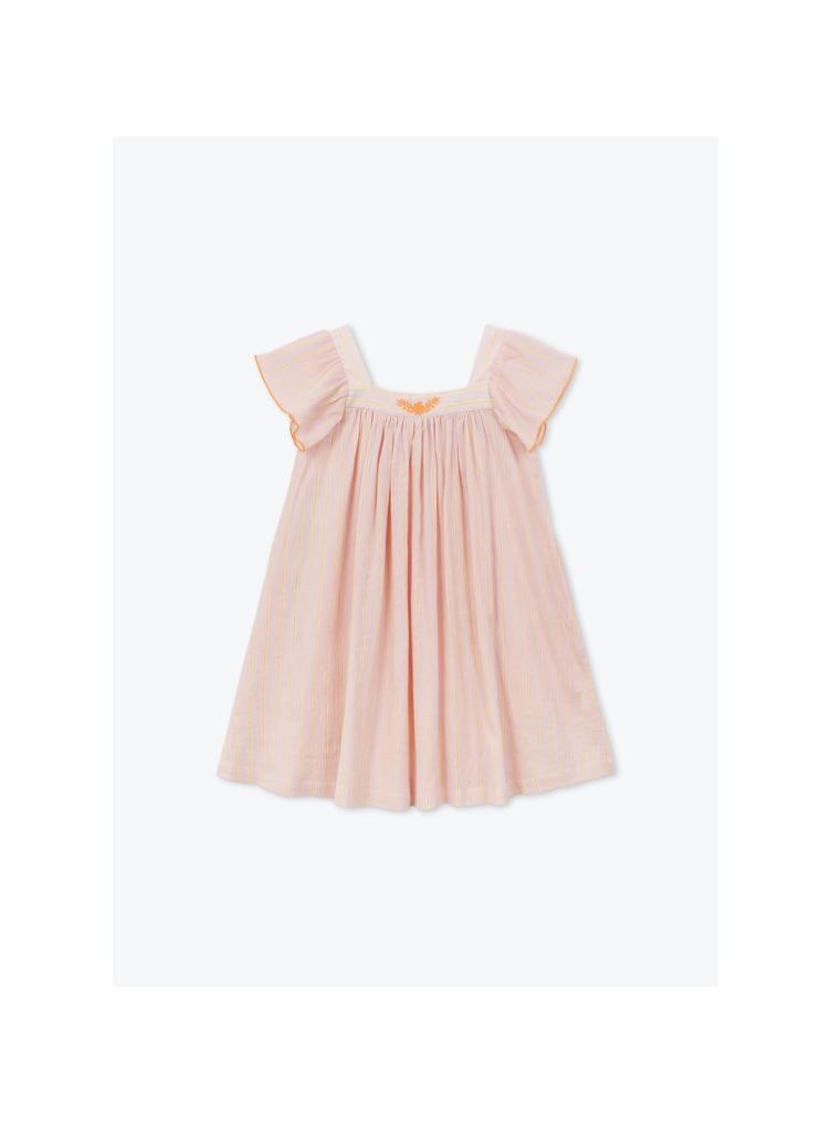 Robe rayure fluo rose