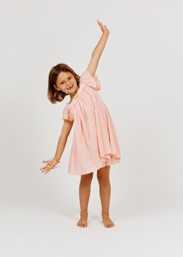 Robe rayure fluo rose - 0