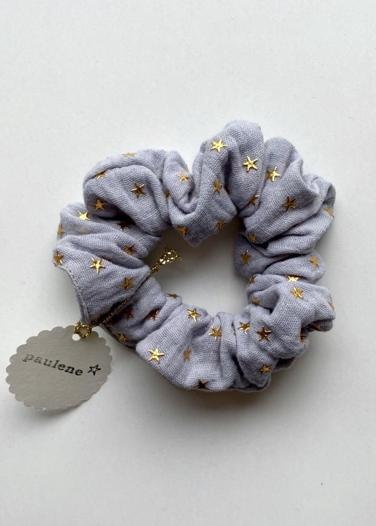 Scrunchie hellgrau Sterne