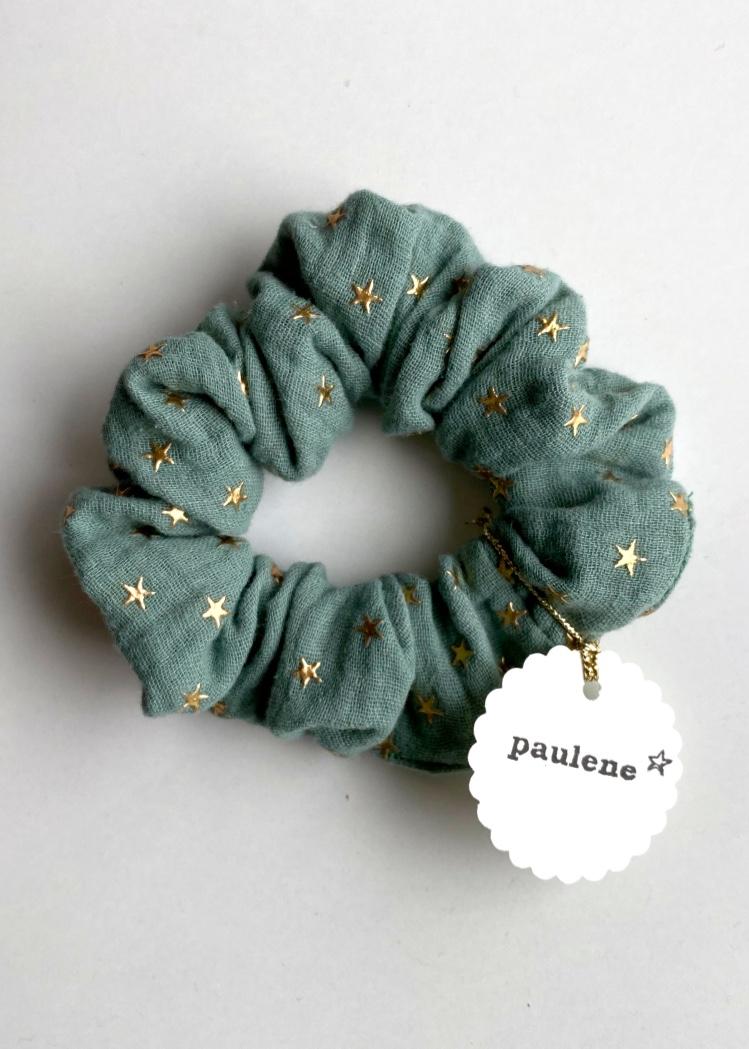 Scrunchie lindengrün Sterne