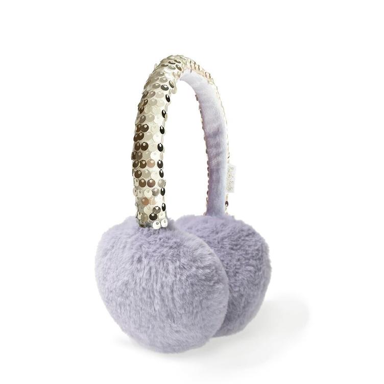 shimmer sequin earmuffs lila