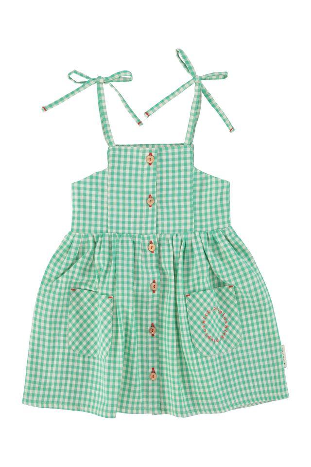 Short dress green & ecru checkered