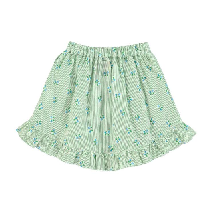 short skirt w ruffles green stripes - 0