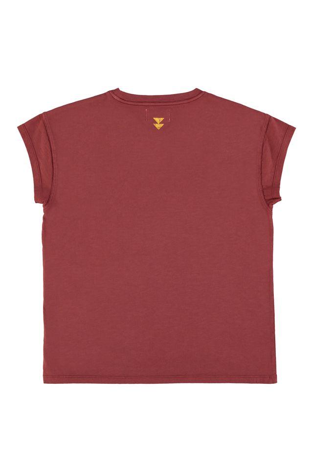 Short sleeve t shirt bordeaux w leopard print - 0