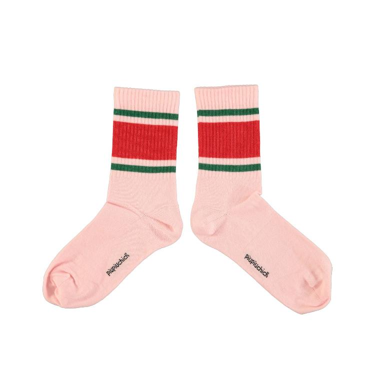short socks red & green stripes