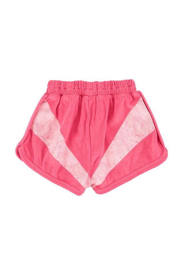 shorts pink w white stripes print - 0