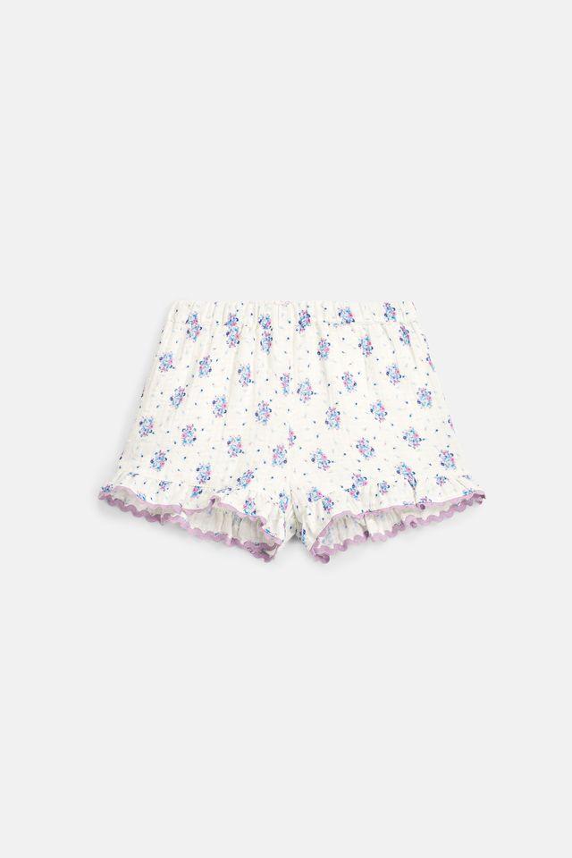 Shorts Vallaloid cream flower dunes