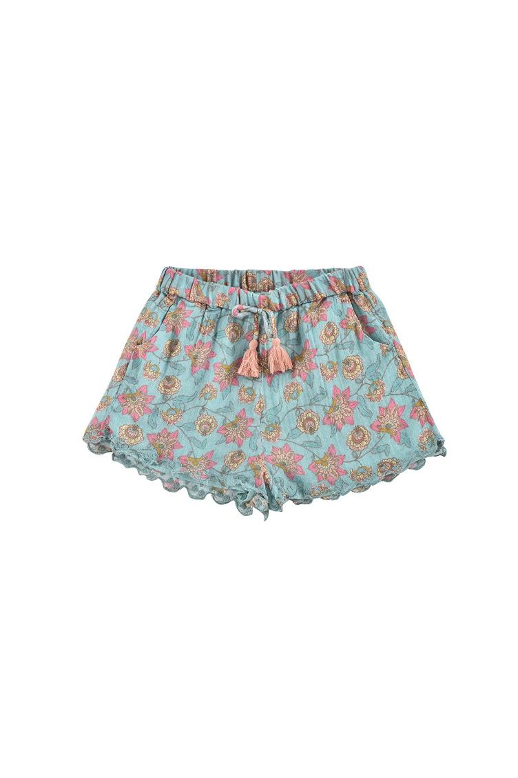 Shorts Vallaloid turquoise flowers