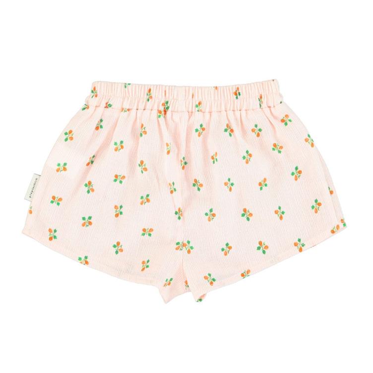 shorts w/frills | light pink stripes w/ little flowers - 0
