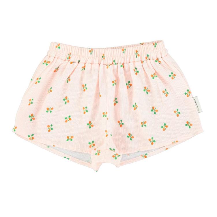 shorts w/frills | light pink stripes w/ little flowers