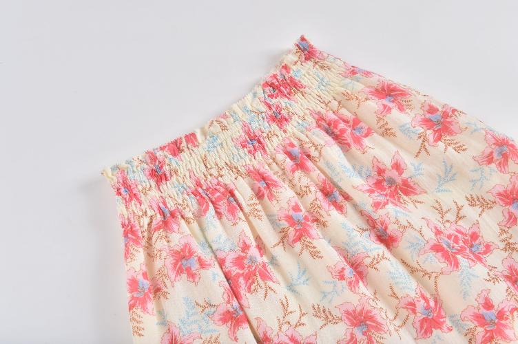 Skirt Anneta raspberry flowers