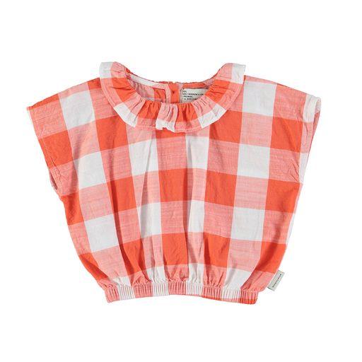 Sleeveless blouse red/white checked