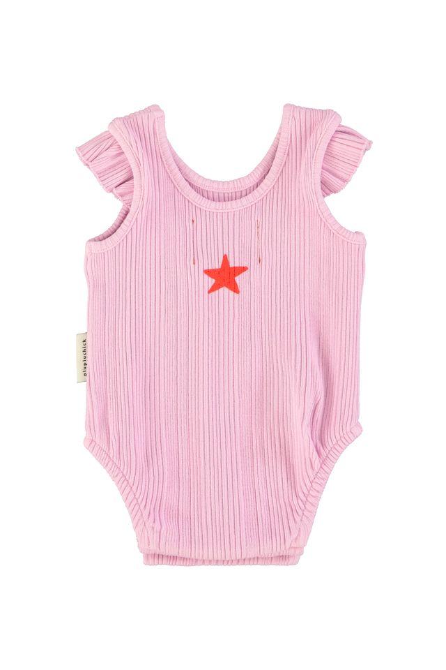 sleeveless bodysuit lilac w red heart print - 0
