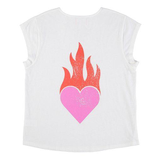 Sleeveless T shirt heart print white - 0